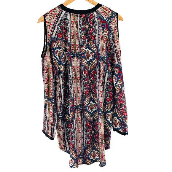 Faded Glory Blouse Womens Plus Size L V Neck Cold Shoulder Sleeve - Picture 8 of 12
